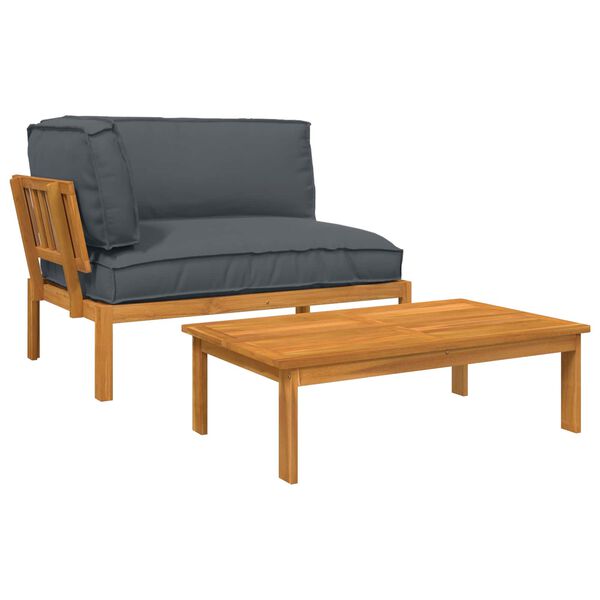 vidaXL Set sofe s jastukom 2 pcs Antracit Čvrsto drvo akacije