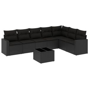 vidaXL 8-dijelni set vrtnih sofa od poliratana s jastucima crni