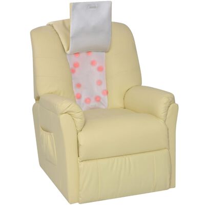 vidaXL Shiatsu masažna fotelja od umjetne kože krem bijela