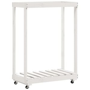 vidaXL Držač za cjepanice s kotačima bijeli 76,5x40x108 cm od borovine