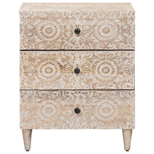 vidaXL Ormar za krevet Bijelo 50 x 33 x 60 cm Čvrsto drvo manga