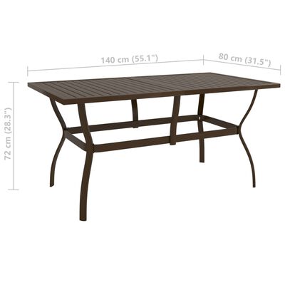 vidaXL Vrtni stol smeđi 140 x 80 x 72 cm čelični