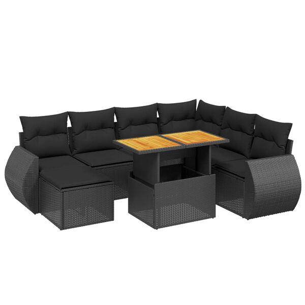 vidaXL 8-dijelni set vrtnih sofa od poliratana s jastucima crni