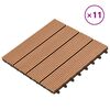 vidaXL Pločice za decking 11 pcs Smeđa 30 x 30 cm Drvoplastična smjesa
