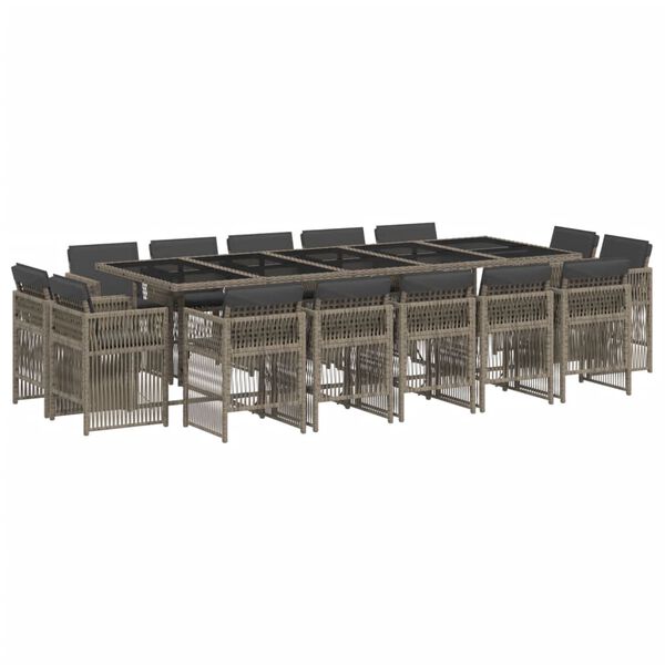 vidaXL 15-dijelni vrtni blagovaonski set s jastucima poliratan sivi