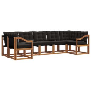 vidaXL Set vanjskih sofa s jastukom 7 pcs Prirodna i crna