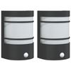 vidaXL Vanjske zidne svjetiljke sa senzorima 2 kom crne od čelika