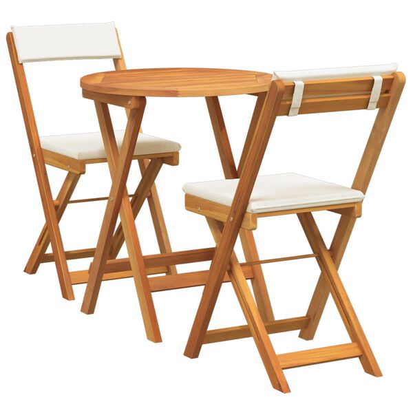 vidaXL Bistro set za vrt s jastukom 3 pcs Smeđa Masivno bagremovo drvo