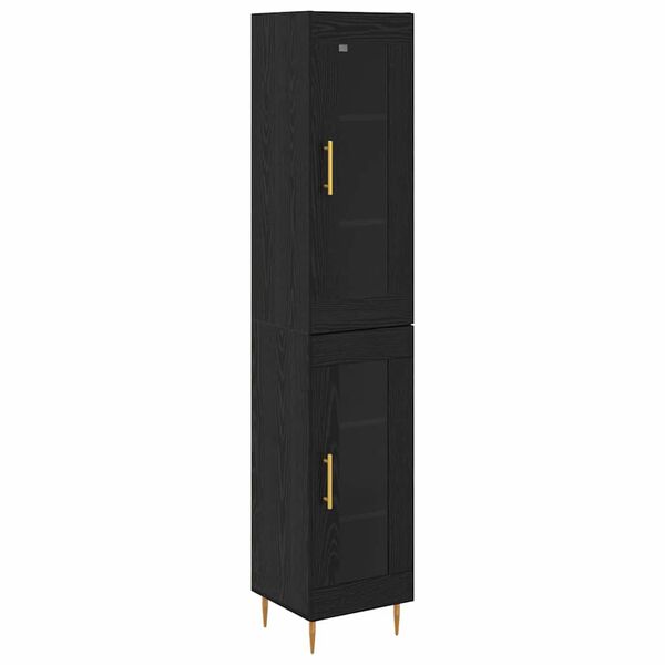 vidaXL Highboard 2 pcs Crni hrast Stakl