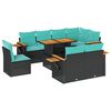 vidaXL 9-dijelni set vrtnih sofa s jastucima crni od poliratana bagrem