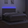 vidaXL Krevet box spring s madracem LED smeđesivi 180x200 cm tkanina