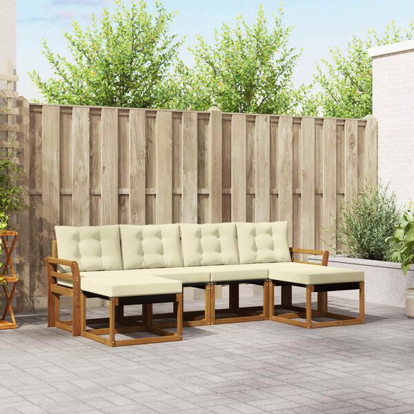 vidaXL Set vanjskih sofa s jastukom 6 pcs Prirodna i krem