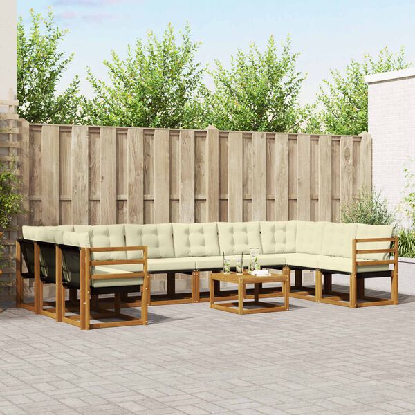 vidaXL Set vanjskih sofa s jastukom 11 pcs Prirodna i krem