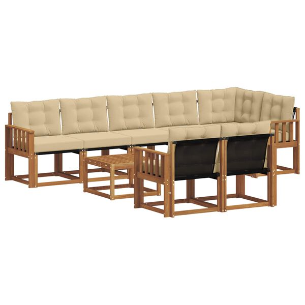 vidaXL Set vanjskih sofa s jastukom 9 pcs Prirodna i bež
