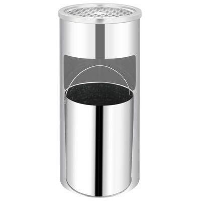 vidaXL Zidna kanta za smeće s pepeljarom od nehrđajućeg čelika 26 L