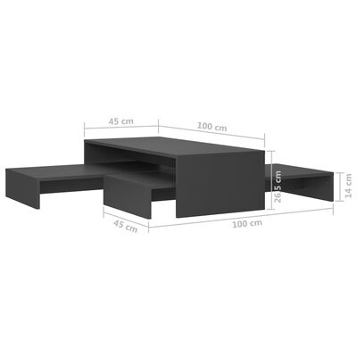 vidaXL Set uklapajućih stolića za kavu sivi 100x100x26,5 cm od iverice