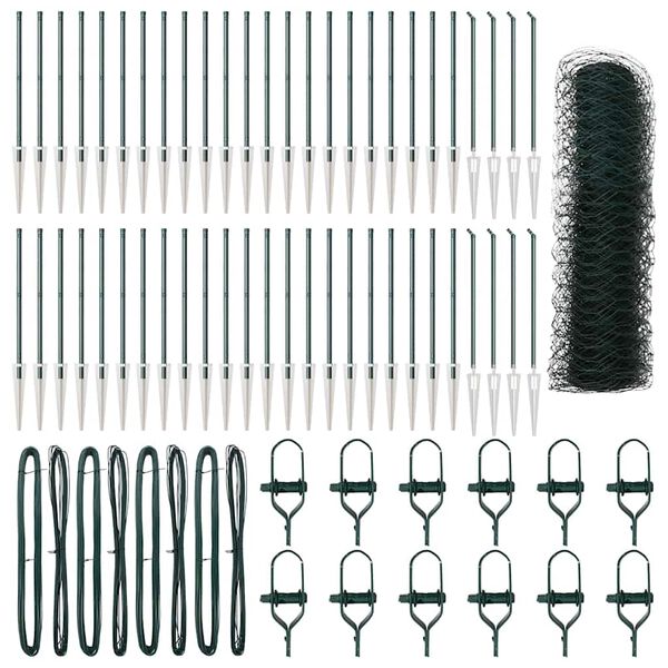 vidaXL Stup za ogradu Zelena 100 x 0,8 m (mreža 50 mm) Čelik i PVC