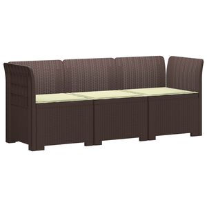 vidaXL Dvosjedni vrtni sofa s jastucima u ratan izgledu PP Smeđa
