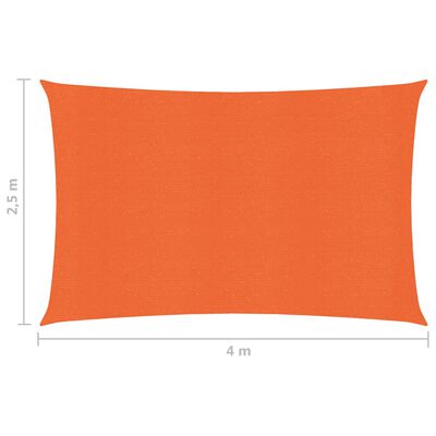 vidaXL Jedro za zaštitu od sunca 160 g/m² narančasto 2,5 x 4 m HDPE