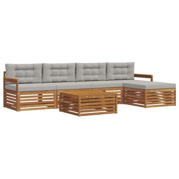 vidaXL Set vanjskih sofa s jastukom 6 pcs Prirodna i svijetlo siva