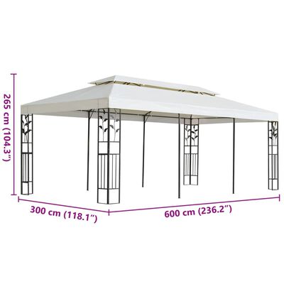 vidaXL Sjenica s dvostrukim krovom bijela 6 x 3 m čelična