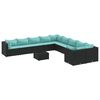 vidaXL 11-dijelni set vrtnih sofa od poliratana s jastucima crni