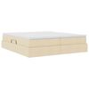 vidaXL Krevet s madracem i skladi&scaron;tem Krema 200 x 200 cm Poliester