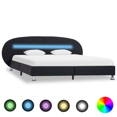 vidaXL Okvir kreveta od umjetne kože s LED svjetlima crni 180 x 200 cm