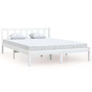 vidaXL Okvir za krevet od masivne borovine bijeli 160 x 200 cm