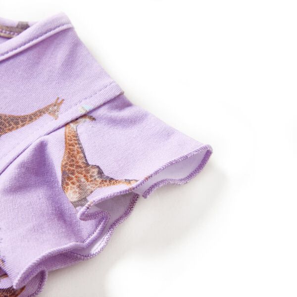 Dječja haljina s volanima na rukavima i vezicom ljubičasta 140