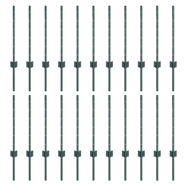 vidaXL Ograde 22 pcs Zelena 100 cm Čelik