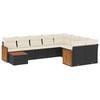 vidaXL 10-dijelni set vrtnih sofa s jastucima crni od poliratana