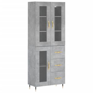 vidaXL Visoka komoda siva betona 69,5x34x180 cm od konstruiranog drva