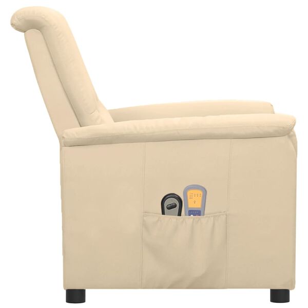 vidaXL Električna masažna fotelja od tkanine krem