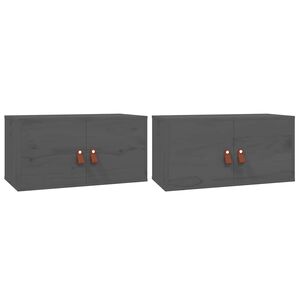 vidaXL Zidni ormarići 2 kom sivi 60 x 30 x 30 cm od masivne borovine