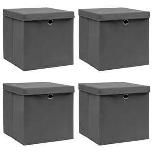 vidaXL Kutije za pohranu s poklopcima 4 kom sive 32x32x32 cm tkanina
