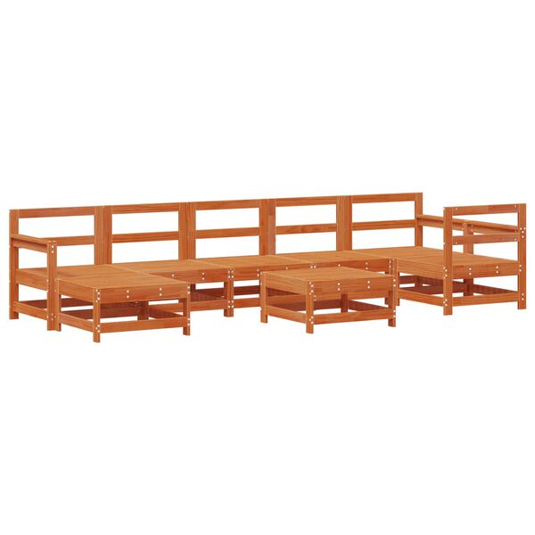 vidaXL Set lounge namje&scaron;taja za vrt 8 pcs Vosak Smeđa Masivna borovina