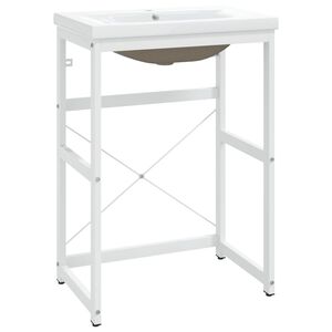 vidaXL Kupaonski okvir s ugrađenim umivaonikom bijeli željezni