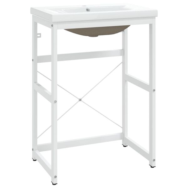 vidaXL Kupaonski okvir s ugrađenim umivaonikom bijeli željezni