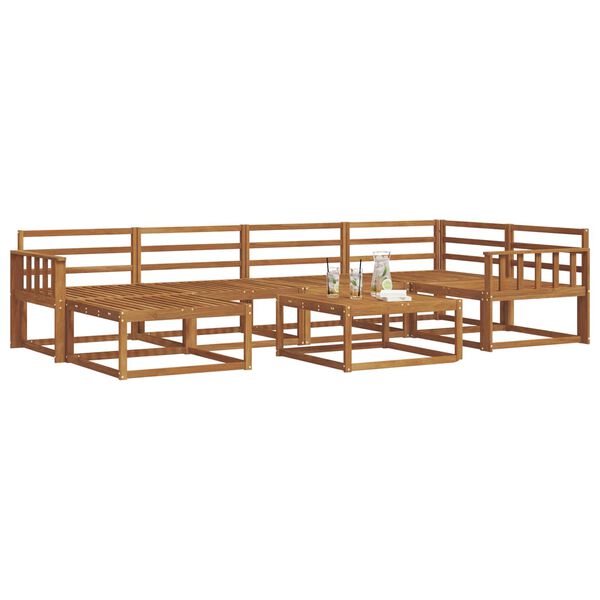 vidaXL Set vanjskih sofa 7 pcs Prirodna Čvrsto drvo akacije