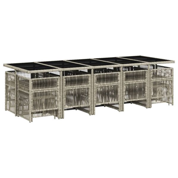 vidaXL 15-dijelni vrtni blagovaonski set s jastucima svijetlosivi