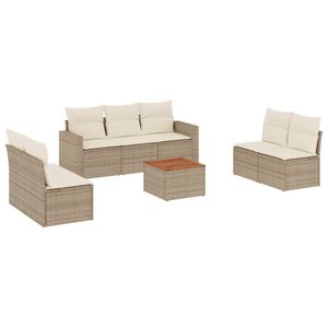 vidaXL 8-dijelni set vrtnih sofa od poliratana s jastucima bež