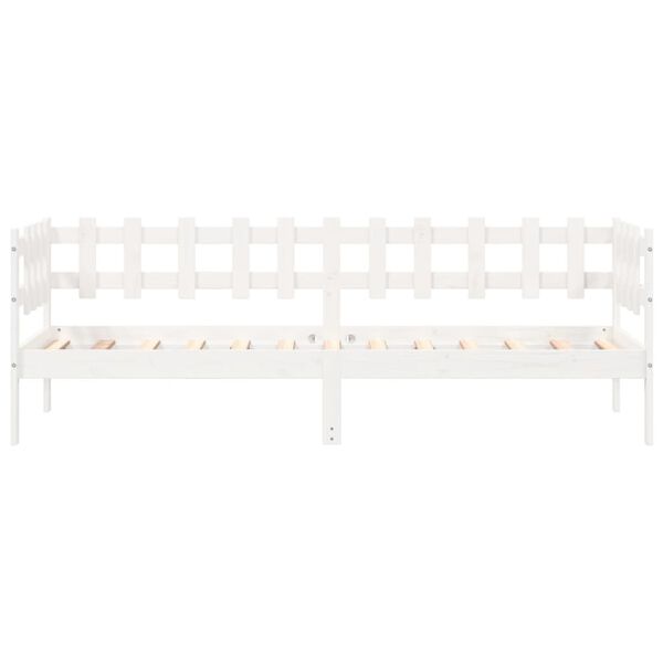 vidaXL Dnevni krevet bez madraca bijeli 90 x 200 cm masivna borovina