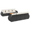 vidaXL 9-dijelni set vrtnih sofa s jastucima crni od poliratana