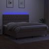 vidaXL Krevet box spring s madracem LED smeđesivi 200x200 cm tkanina