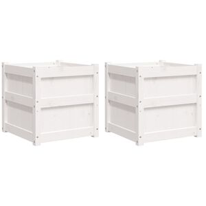 vidaXL Vrtne sadilice 2 kom bijele od masivne borovine