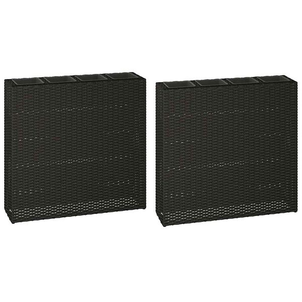 vidaXL Vrtna sadilica s 4 posude 2 kom od poliratana crna