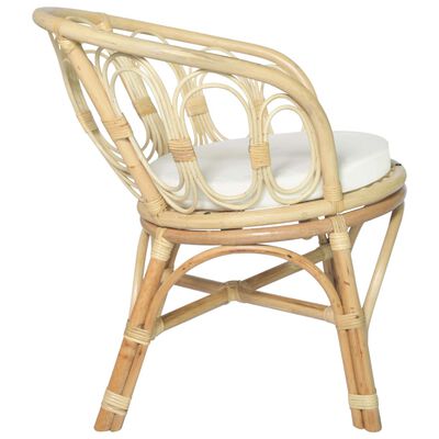 vidaXL Blagovaonska stolica s jastukom od prirodnog ratana i platna