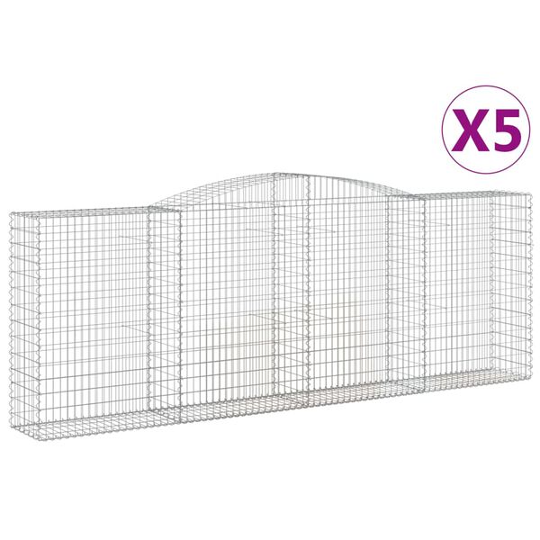 vidaXL Lučne gabionske košare 5 kom 400x50x140/160cm pocinčano željezo