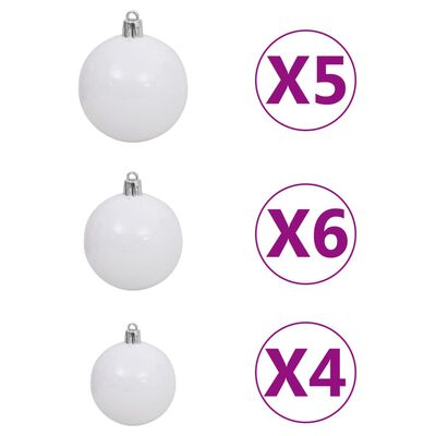 vidaXL Kutno umjetno božićno drvce LED s kuglicama bijelo 120 cm PVC